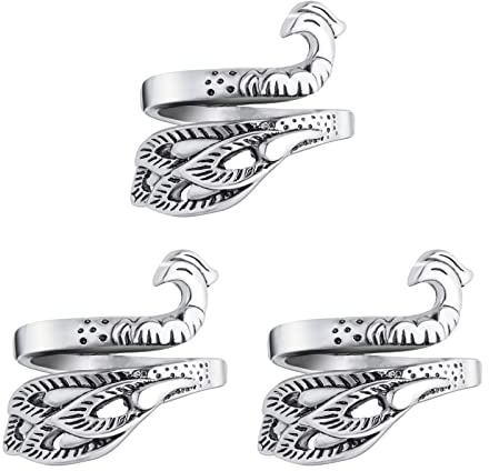 ASTER 3 Pcs Adjustable Knitting Crochet Thimble Crochet Ring Accessories Finger Yarn Guide Knitting Ring(Silver)