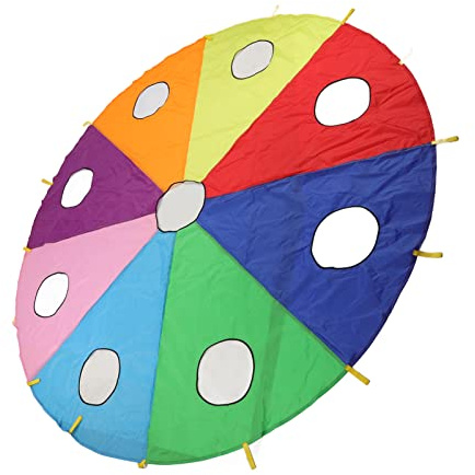Barnparaply Fallskärm Lek Set 9 Hål Rund Form Uppblåsbar Stick Mole Pounding Game för Utomhusbruk
