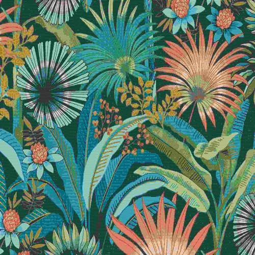 Erismann Papier peint | Collection Martinique | 10390-19 | Papier peint non tissé | Motifs/motifs | 0,53 x 10,05 m | Turquoise | Salon | Couloir | Bureau | Cuisine | Salon