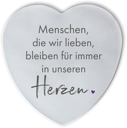 Keramik Grabherz - 'Menschen, die wir lieben, bleiben für Immer in unseren Herzen' - wetterfest und pflegeleicht Emotionale Dekoration für Gedenkstätten