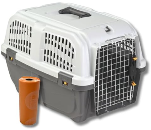 Pet’s Market Trasportino Skudo 3 Gatto Cane Rigido Sacchetti Igienici in Omaggio Accessorio da Viaggio Animali Porta in Ferro Fessure Conforme agli Standard Aerei (3 (60X40X39h))