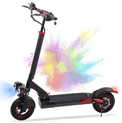 10” Monopattino Elettrico Adulto 500W Motore 48V/15Ah Batteria 50-55Km di Autonomia Doppio Sistema di Frenata Monopattino Elettrico Pieghevole in Lega di Alluminio Carico 150kg (800W(48V15Ah))