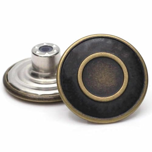 16mm Replacement Jean Tack Buttons No Sew Metal Buttons for Denims, Jeans, Jackets,12 Sets (Bronze)
