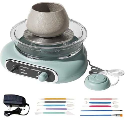 Mini Pottery Wheel for Kids & Adults, Complete Pottery Kit with Tools, Foot Pedal, Electric Turntable Potter's Wheel, Diy Ceramic Clay Set for Beginners, School & Home Use