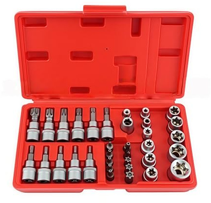Ensemble de 34 Douilles Torx Robuste, Douille Torx Femelle, Coffret Douille, Embout, Outils Mecanique Automobile
