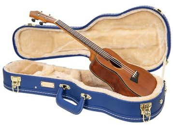 Crossrock Wooden Concert Ukulele Case for 23'' & 24'' | Vibrant Blue Faux Leather, Stainless Steel, Latches, Storage Compartment – Designer Series (CRW520CUVB)