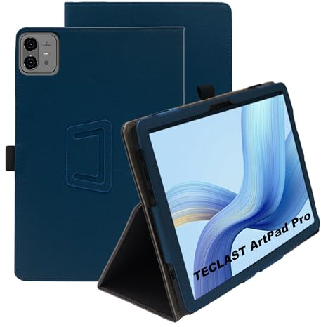 zZjoOoj Hülle Compatible with Teclast ArtPad Pro 12.7 Zoll Tablet Schutzhülle, Ultra Dünn PU Case Cover mit Grip Strength Band und Standfunktion,Marineblau