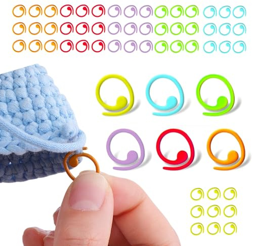JYNXOR Crochet Tricot,60 Pieces Marqueur Tricot,Marqueur de Maille Crochet,Anneaux en Métal Coloré en Spirale,Marqueurs Crochets,pour Tricoter,Crocheter Ou Loisirs Créatifs