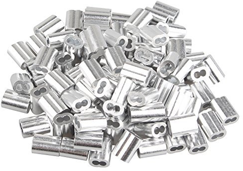 Futheda 100 clip in alluminio per manicotti, con doppia ghiera e fori per cavo da 2,5 mm, colore: Argento