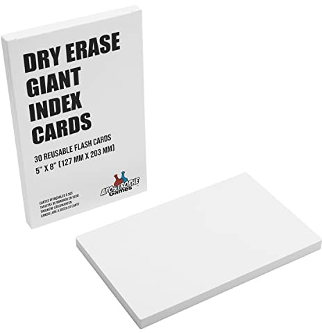 Tarjetas de Índice de Borrado en Seco, Paquete de 30 127 mm x 203 mm | Escriba, borre y reutilice con 30 fichas laminadas de borrado en seco perfectas para estudiar, hacer listas y planificar