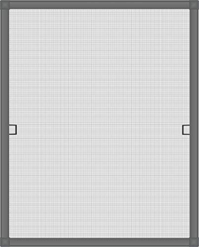 Nematek Fliegengitter Alurahmen Fenster LIGHT, ohne Bohren - Insektenschutz Gitter mit Rahmen Moskitonetz Alu - Mückengitter Fenstergitter Fliegengitter (100 x 130 cm, anthrazit)