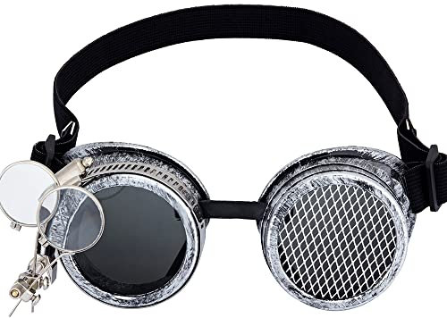 Steampunk Goggles Victorian Style Rave Glasses with Double Ocular Loupe Vintage Welding Cosplay Glasses