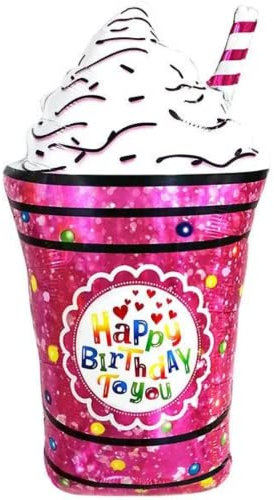 DIWULI Eis-Becher Ballon XL, Happy Birthday to you Ballon