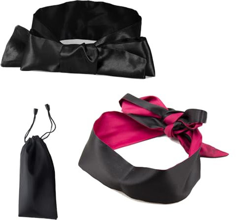 Maschera per Occhi in Raso,Benda Sexy,Benda Occhi in Raso,Maschera Degli Occhi per Occhi per Coppie Dormire,Maschera per Dormire in Raso,Maschera in Raso Benda per Gli Occhi,nero+rosa nera,2pcs