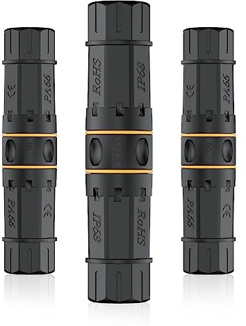 FGB RJ45 koppling Cat7 IP68 vattentät LAN-kontakt, 3 stycken | 10 Gbps ethernet-koppling, nätverkskabel anslutning utomhus, läggningskabeladapter, skärmad uttag till hona kabelkopplare