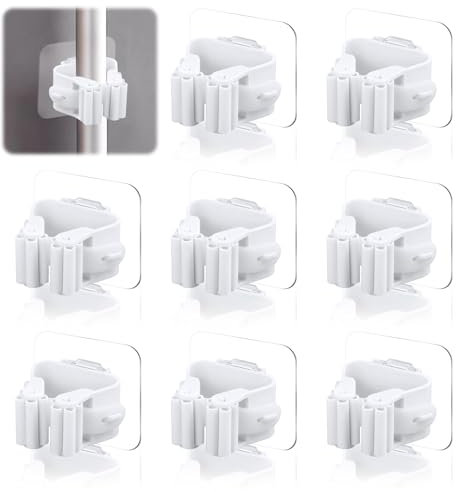 8 Stück Besenhalterung Wand Selbstklebend, Wandhalterung Besen, Besenhalter, Aufhänger für Besen halterungen wand, Gerätehalter, Besenstiel halterung besenstielhalter für Küchen Bäder Garten Garage