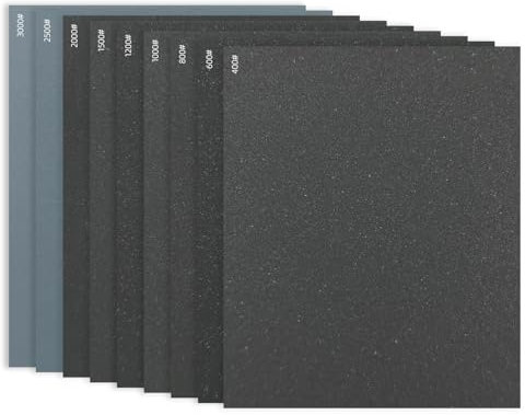 Juego de 27 papeles de lija húmedos y secos, grano 400 600 800 1000 1200 1500 2000 2500 3000 húmedo y seco para coche, metal, madera, paredes de vidrio pulido