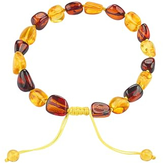 ELEGAMBER Set regalo con braccialetto in ambra baltica grezza, 100% autentica e autentica, perle di ambra baltica grezza di alta qualità, 8 inch, Pietra grezza ambra