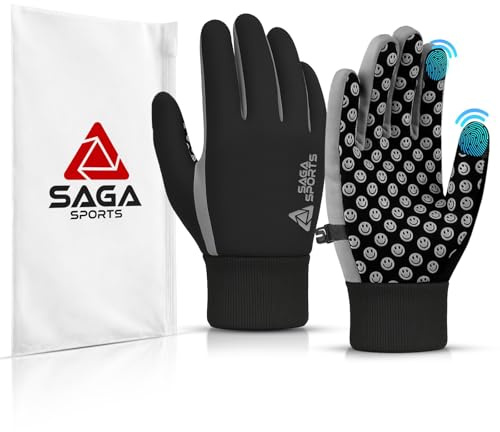 SAGA SPORTS Kids thermal gloves | Water Resistance, Touchscreen-Compatible with Reflector Logo | Warm Anti-Slip for Outdoor Activities age 4-12| Durable and Machine Washable