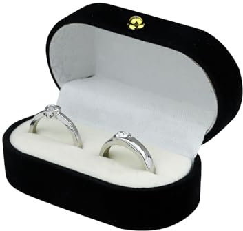 WisePoint Porta Alianzas Boda de 2 Ranuras, Porta Alianzas de Terciopelo Caja Anillo Ovalados para Compromisos y Bodas, Cajitas Regalo Pequeñas para Anillos, Pendientes, Broches (negro)