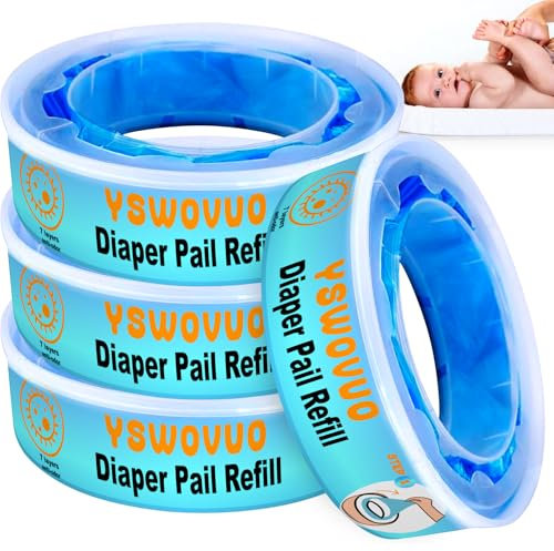 YSWOVUO 4 Stück Runde Windeleimer Nachfüllkassetten, Nachfüllfolie Windeleimer Kompatibel mit Angelcare, LitterLocker ll