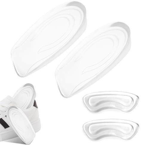 Almohadillas de gel para talón para zapatos, plantillas elevadoras de 1 cm, plantillas de gel para espolón calcáneo, almohadillas invisibles para aliviar la fascitis plantar, 2 pares