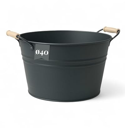 Livlig53 LIVLIG Zinkwanne 30L mit Griffen, verzinkte Blechwanne als Pflanzkübel groß, Getränkekühler, Miniteich & Gartendeko, hochwertiger Flaschenkühler Made in Europa, Anthrazit