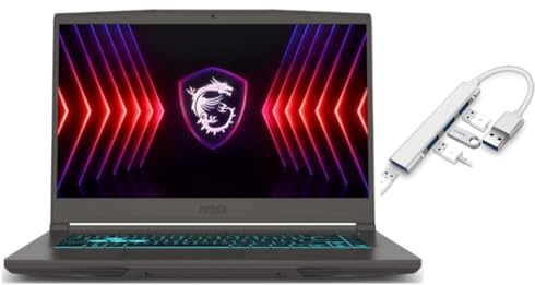 MSI Laptop delgada para juegos FHD de 15.6 pulgadas, 144 Hz, AMD Ryzen 5 7535HS, NVIDIA GeForce RTX 4060, cámara web, retroiluminada, gris, 16 GB de RAM, SSD de 512 GB, Windows 11 Home, paquete con