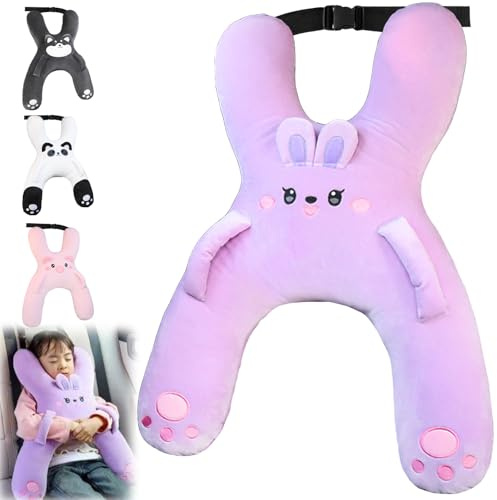 AUNGCSHE Cuscino a forma di H, per auto, bambini, da viaggio, per bambini, per il sonno, adatto per viaggi, auto, aereo, treno, semovente (viola)