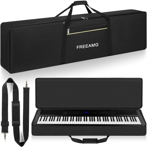 FREEAMG 88 Key Keyboard Gig Bag Case, Heavy Duty 600D Oxford Electric Keyboard Piano Soft Bag with 10mm Padding, Portable Electric Keyboard Case for Digital Electric Piano (Black)