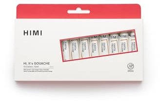 HIMI Juego de tubos de gouache, 12 colores, 12 ml, pintura para trabajos de precisión, mezcla de colores, suministros de artista, regalo de pintura artística, colores vibrantes, juego de pintura