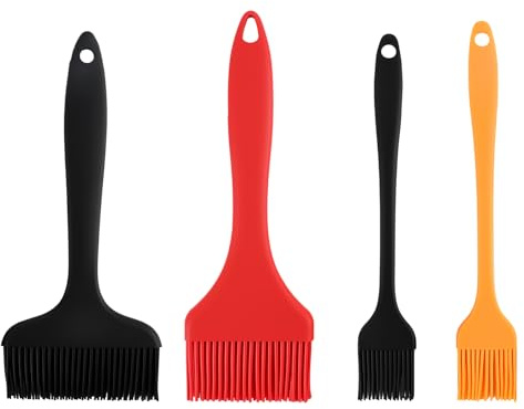 4PCS Pennello da Cucina, per Cottura e Pasticceria, Pennello da Cucina in Silicone Resistente al Calore per Spennellare Oli Salse Marinature e Preparazioni