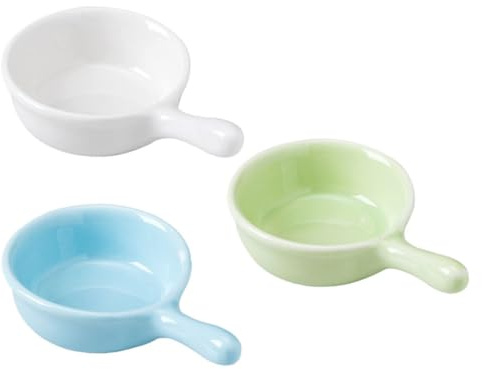 ibasenice Set 3 Ciotole per Animali in Materiale Vetrificato con Manico, Facili da Pulire e Anti Rovesciamento, Contenitori per Alimentazione Criceti e Piccoli Animali Colore Colore Casuale