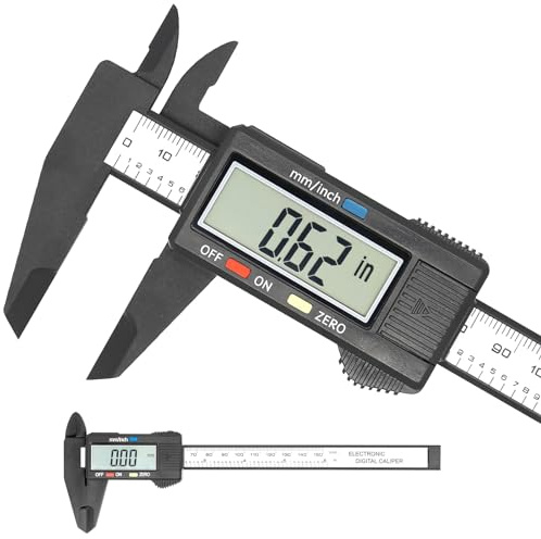 Electronic Digital Caliper, Plastic Vernier Caliper, Caliper Measuring Tool with Inch/Millimeter Conversion, Extra Large LCD Screen, 0-6 Inch/0-150 mm, Auto Off Featured Micrometer Ruler