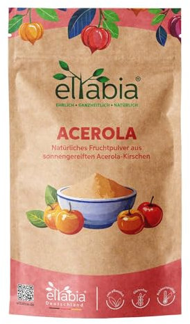 Acerola Pulver 200g hochdosiert mit 25% Vitamin C | Acerola-Kirsche ohne Zusatzstoffe in Rohkost Qualität