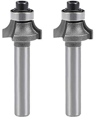 sourcing map Rounding Over Bit 1/4 Inch Shank 1/4 Inch Cutting Round Over Corner 2 Flutes Router Bit 8mm Cutting Depth 2pcs