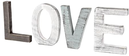 Flexzion Rustic Wooden Love Sign, Freestanding Block Letters, Multicolor