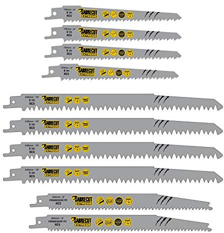 10 x SabreCut SCRSKW10A Mixed S644D S1531L S2345X Hojas de sierra de sable de corte rápido para madera Compatible con Bosch Dewalt Makita y muchos otros