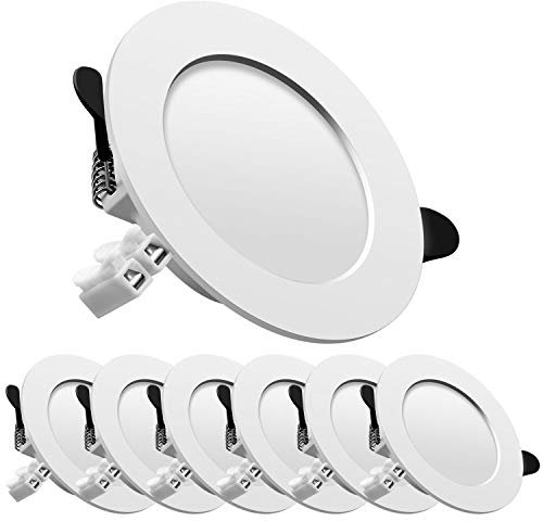 Faretti Led da incasso Per Cartongesso, 7 W Equivalenti a 70 W, Bianco Luce Fredda 6000K Luci Ultrasottili da Soffitto e per l’illuminazione da Interno, foro incasso Ø 75 mm - Ø 95 mm
