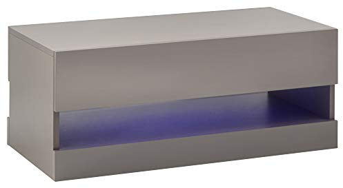 GFW Galicia Floor LED Coffee Table & TV Unit For Living Entertainment Room With Storage Space High Gloss Table Suitable For Living Room & Bedroom Engineered Wood, Grey, H-30cm x W-75cm x D-38cm