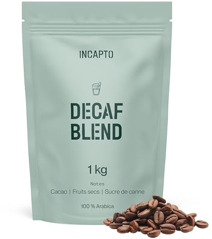 Incapto Café Descafeinado de Especialidad en Grano 1kg | Selección de cafés 100% Arábica de Brasil | Proceso Swiss Water - Descafeinización Natural al Agua | Decaf