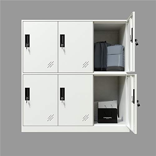 MECOLOR Mobile ufficio in acciaio 6 con chiavi, armadi scuola e casa, altezza 92,5 centimetri. (6D full white)