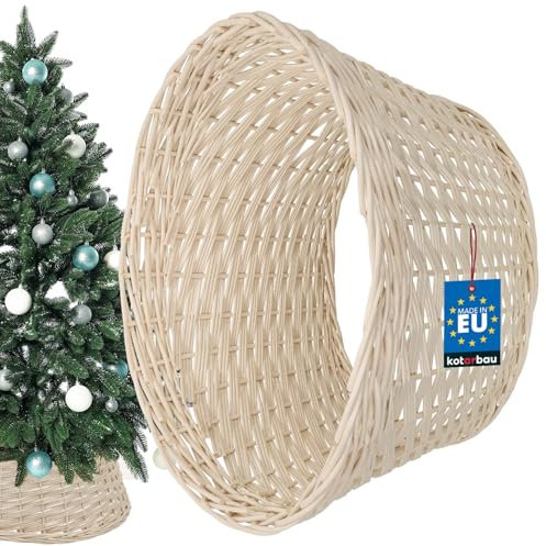 KOTARBAU® Weihnachtsbaum Rock aus Weide Ø 45 cm Weihnachtsbaumständer Hülle Deko Tannenbaumständer Standfuß Gebleicht Christbaumständer aus Rattan Natur Weihnachtsbaumkorb