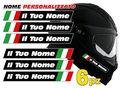 Adesivi per Casco Adesivo Kit 6 Nome Cognome Personalizzato Moto Scooter Bici Quad Kart