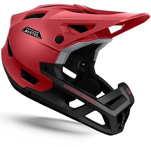 OutdoorMaster Full Face Mountainbike-Helm für Männer & Frauen-Zwei abnehmbare Kinnpolster Mountainbike-Helm, Belüftung Leichtgewicht Racing Downhill DH BMX MTB-Helm