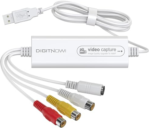 VIXLW Video Capture, USB Video Capture Device, Convert VHS to Digital, VHS/VCR/Hi8/Mini DV to Digital/DVD Converter, for Tape Player Camcorder Camera PC TV OBS, for Mac OS, Android, Windows
