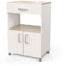 Miroytengo Mueble Auxiliar para Cocina con Ruedas 2 Puertas en Color Blanco Mate y Roble Kronberg 88x60x41 cm