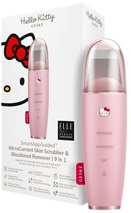 GESKE x Hello Kitty | Dispositivo a microcorrente per l'esfoliazione e la rimozione dei punti neri SmartAppGuided™ | 9 in 1 | Cura della pelle e pulizia del viso | Anti-età | Lifting facciale