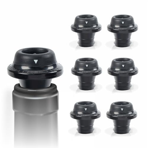 Deiss PRO Set di Tappi in Silicone per Bottiglie di Vino - Chiusura Ermetica, Antisperdite, Tappi Riutilizzabili per Bottiglie di Vino - Tappi Sottovuoto per Mantenere la Freschezza - Neri, 6 Pezzi