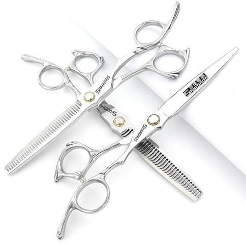 6/6,5 pouces Sharonds Ciseaux de coiffure professionnels japonais 440C avec ciseaux à effiler, boîte à ciseaux, ajusteur de peigne(6,5 pouces 3 pièces-A)
